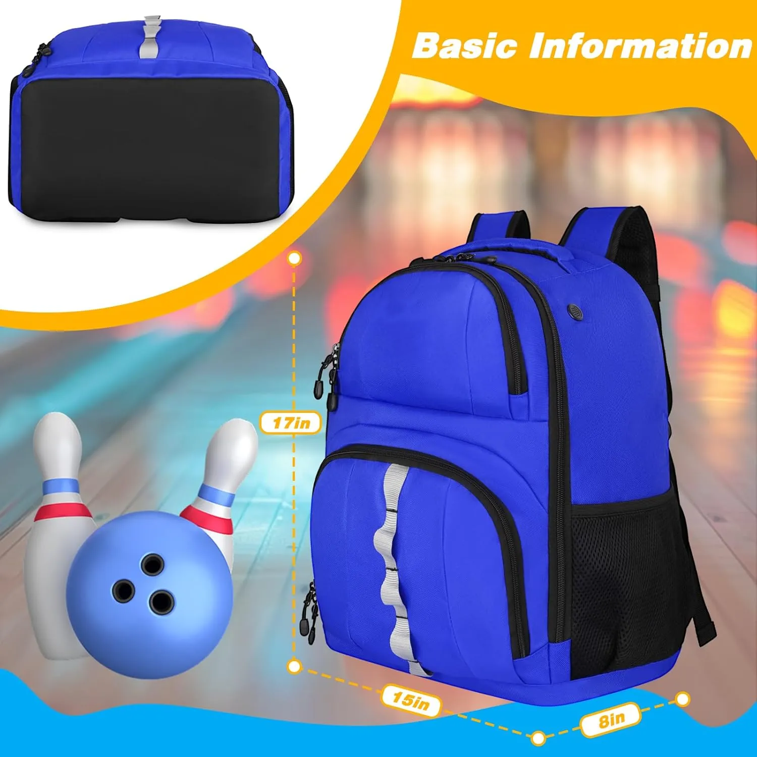 2 Ball Bowling Backpack,Bowling Ball Bag with Shoe Compartment & Portective Foam Padded, Fits Shoes Up to US Size 16