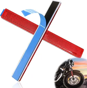 2 PCS Stick-On Smoked Saddlebag Reflector, Safety Spoke Red Reflective Front Lower Legs of Harley, Night Visibility Safety Reflectors for Cars, Trailer, Motorcycle, Trucks, Boat, Bicycle