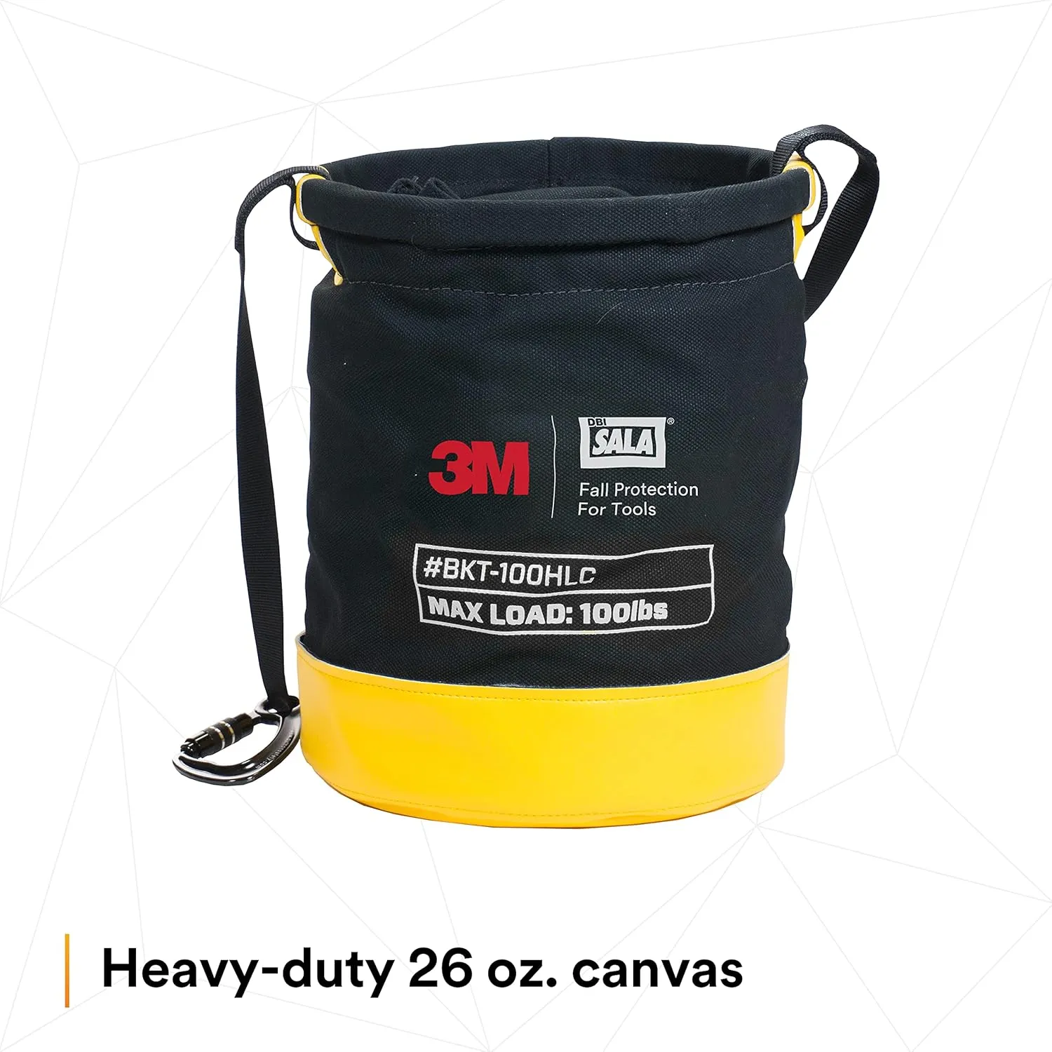 3M DBI-SALA Fall Protection For Tools,1500133, Canvas Spill Control Safe Bucket w/6 D-Ring Connection Points, 15""X125, Drawstring Closure System,100 lb Load Rating -BKT-100DRAWC