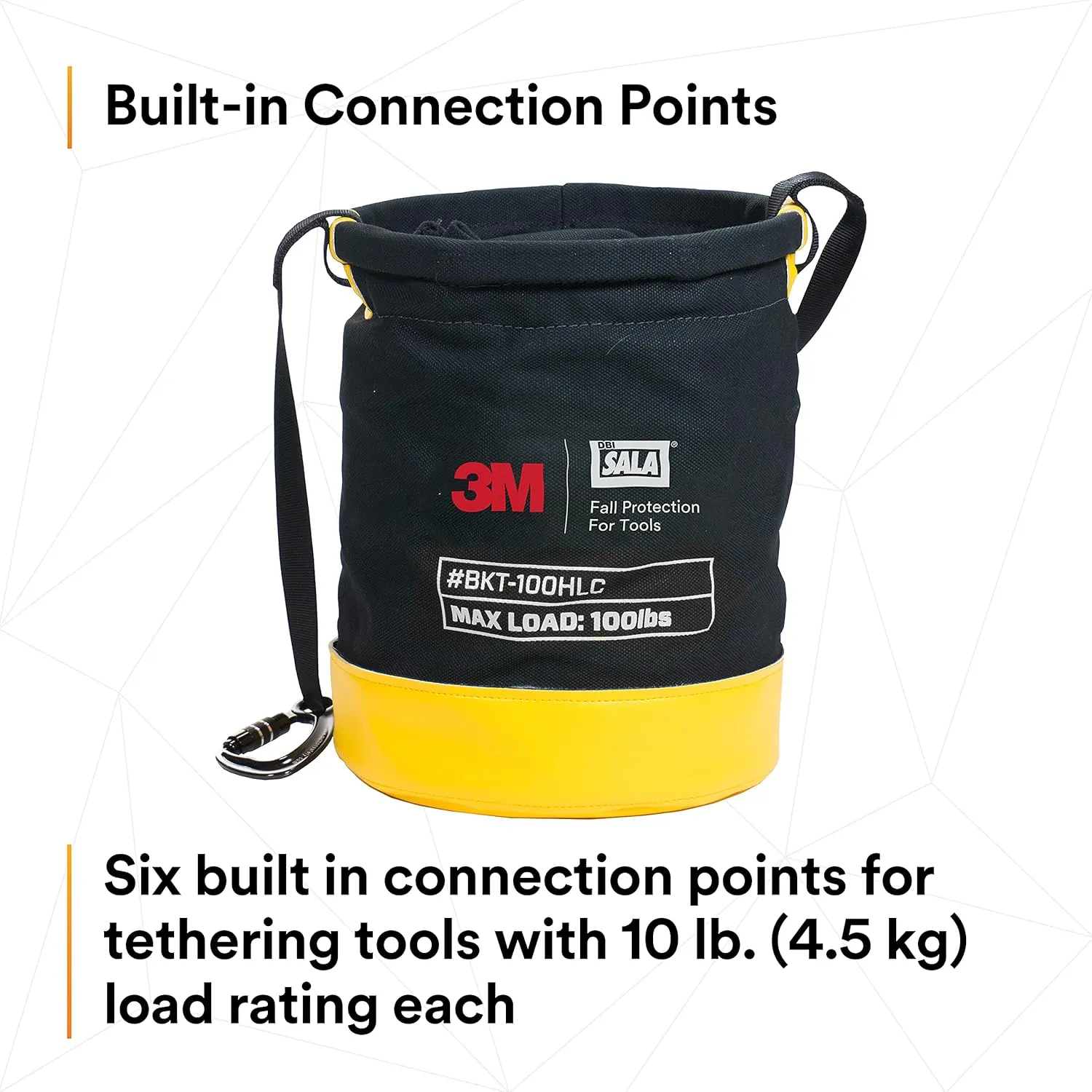 3M DBI-SALA Fall Protection For Tools,1500133, Canvas Spill Control Safe Bucket w/6 D-Ring Connection Points, 15""X125, Drawstring Closure System,100 lb Load Rating -BKT-100DRAWC