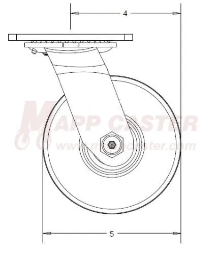5" x 2" Red Polyurethane on Iron Wheel Caster Dumpster Kit