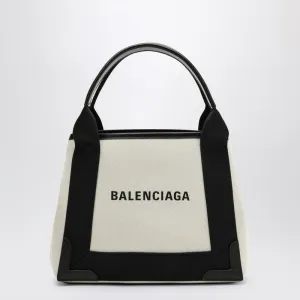 Balenciaga Navy Xs Beige/Black Canvas And Leather Cabas Bag Women