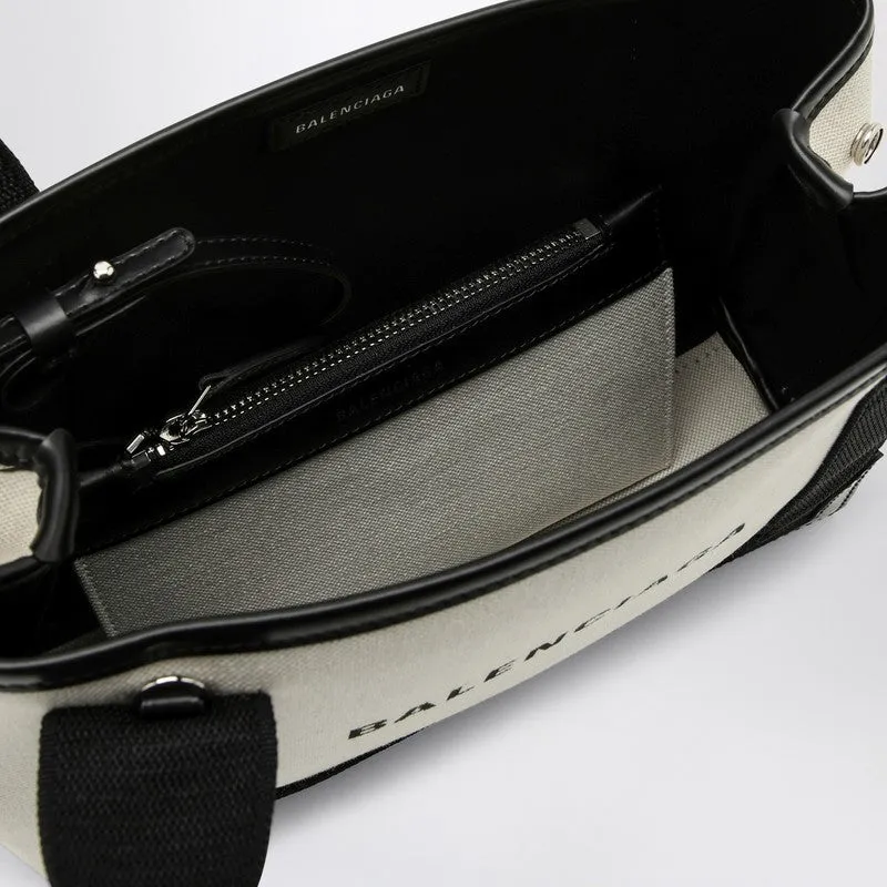 Balenciaga Navy Xs Beige/Black Canvas And Leather Cabas Bag Women
