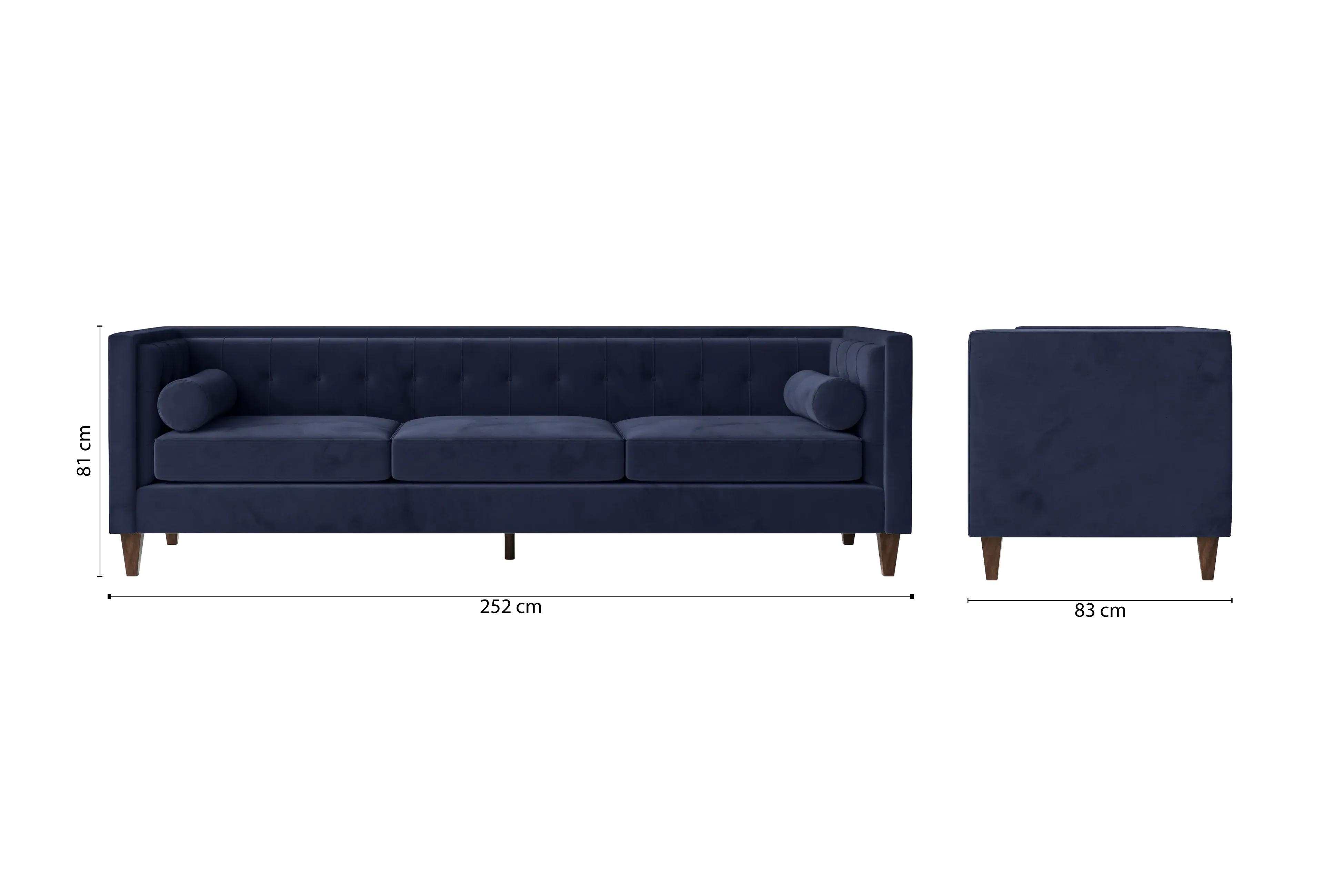 Brescia 4 Seater Sofa Dark Blue Velvet