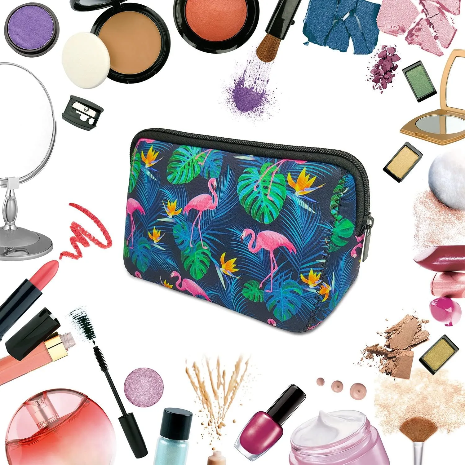 Cosmetic Bag Waterproof Neoprene Zipper Pouch Travel Portable Toiletry Makeup Bags Organizer Case for Women and Girls