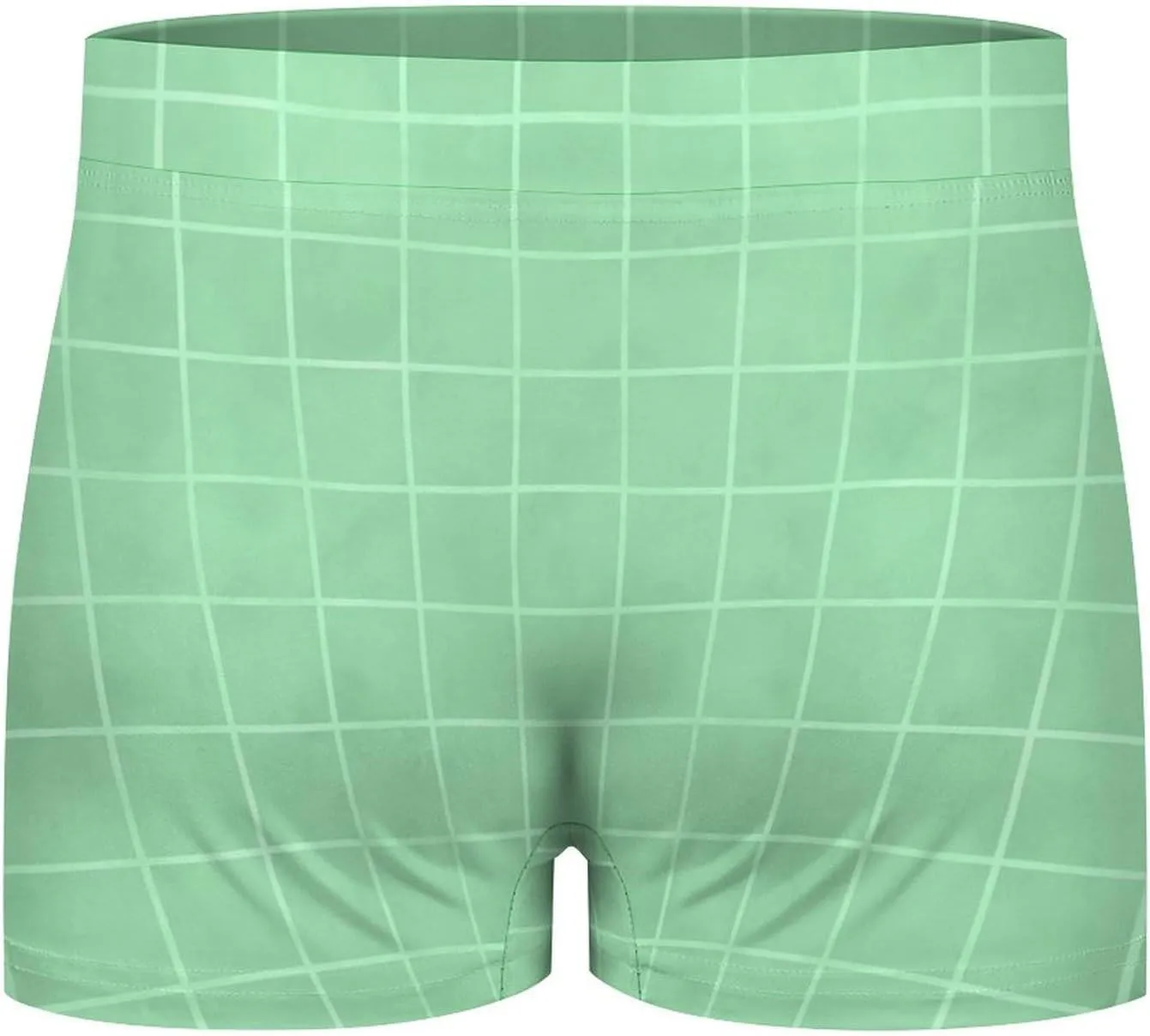 Cyan Hand Drawn Grid Print Mens Underwear, Soft Boxers for Men, Moisture-Wicking Breathable Boxer Briefs