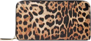 Daisy Rose Womens Zip-Around Wallet & Phone Clutch with RFID Blocking, PU Vegan Leather (Leopard)