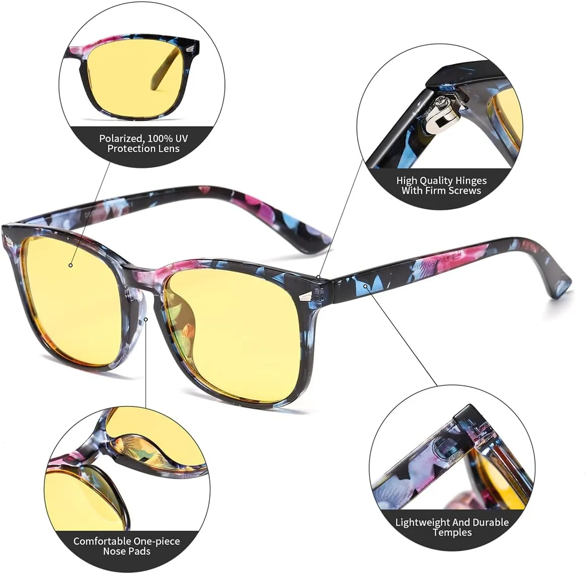 DUSHINE Polarized Sunglasses for Women Classic Retro Style UV400 Protection