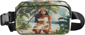 Fanny Packs for Women Men Belt Bag Waist Pouch Packs Crossbody Bags Running Hiking Fanny Pack for Girls Boys Black Woman Beach Palm