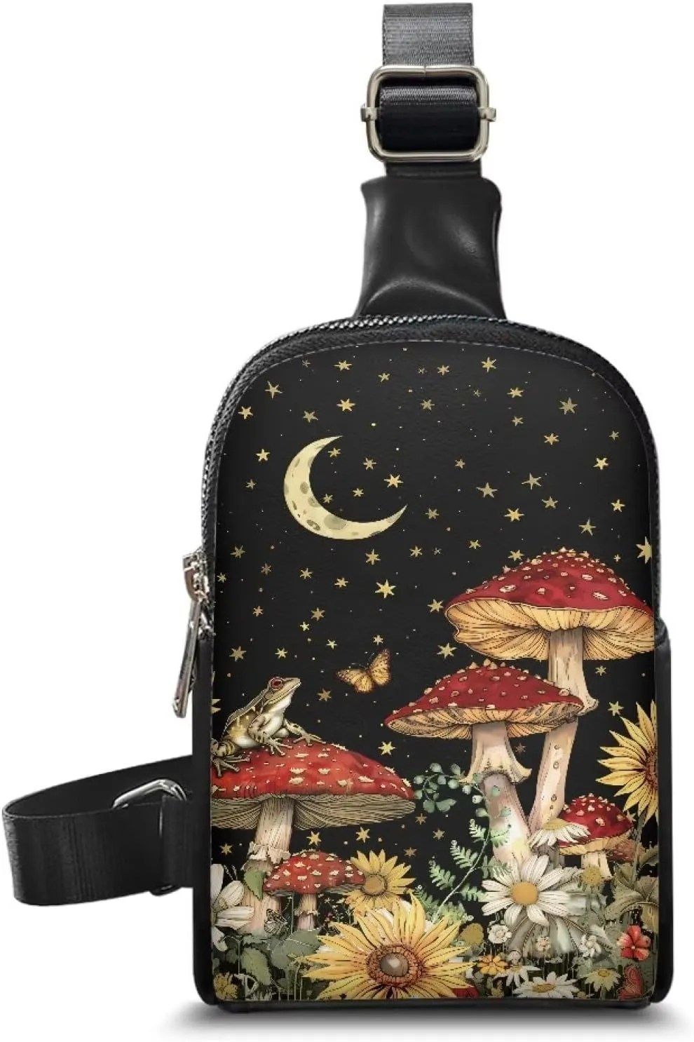 Fashion Mushroom Crossbody Backpack for Women Chest Bag Small Satchel Purses Portable Convenient Mini Sling Backpack Can Match Various Outfits for Daily Use