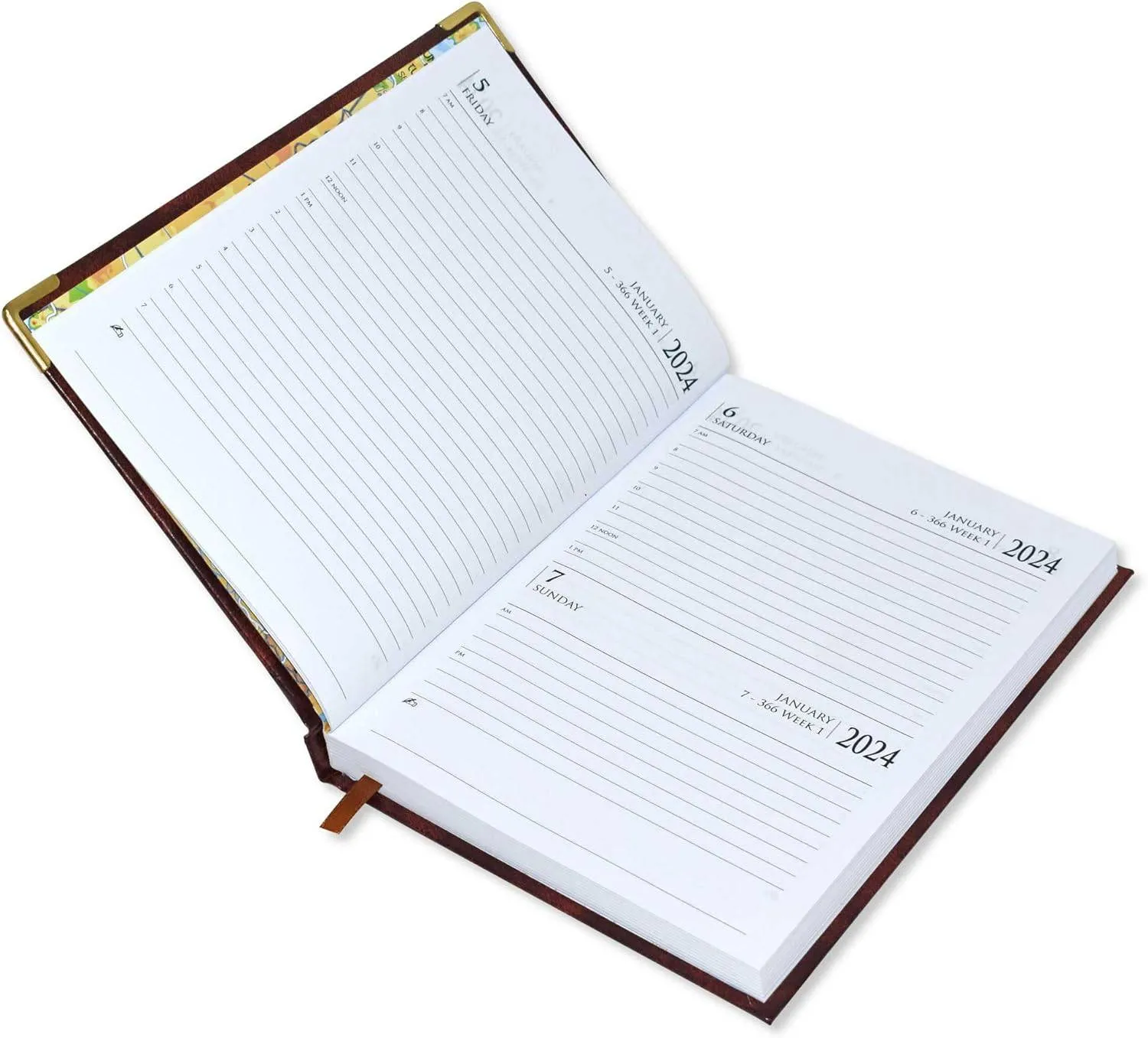 FIS A5 Russian Diary 2024 Vinyl, 1 Side Padded, Brown - FSDIRU0121BR