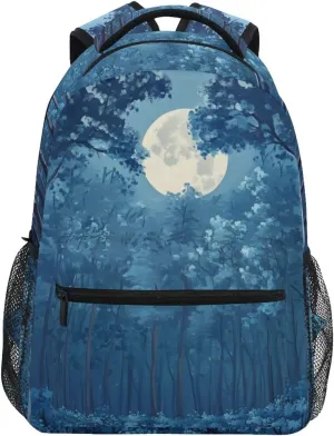Forest Landscape Moon Backpack for School Boys Girls Laptop Travel Backpack Book Bag Daypack 11.4 16 In M