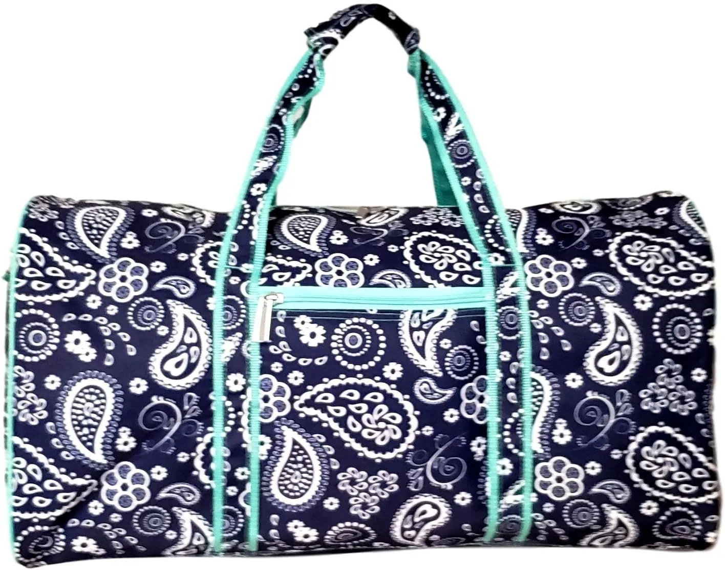 High Fashion 21 in Print Duffle (Navy White Paisley - No Embroidery)