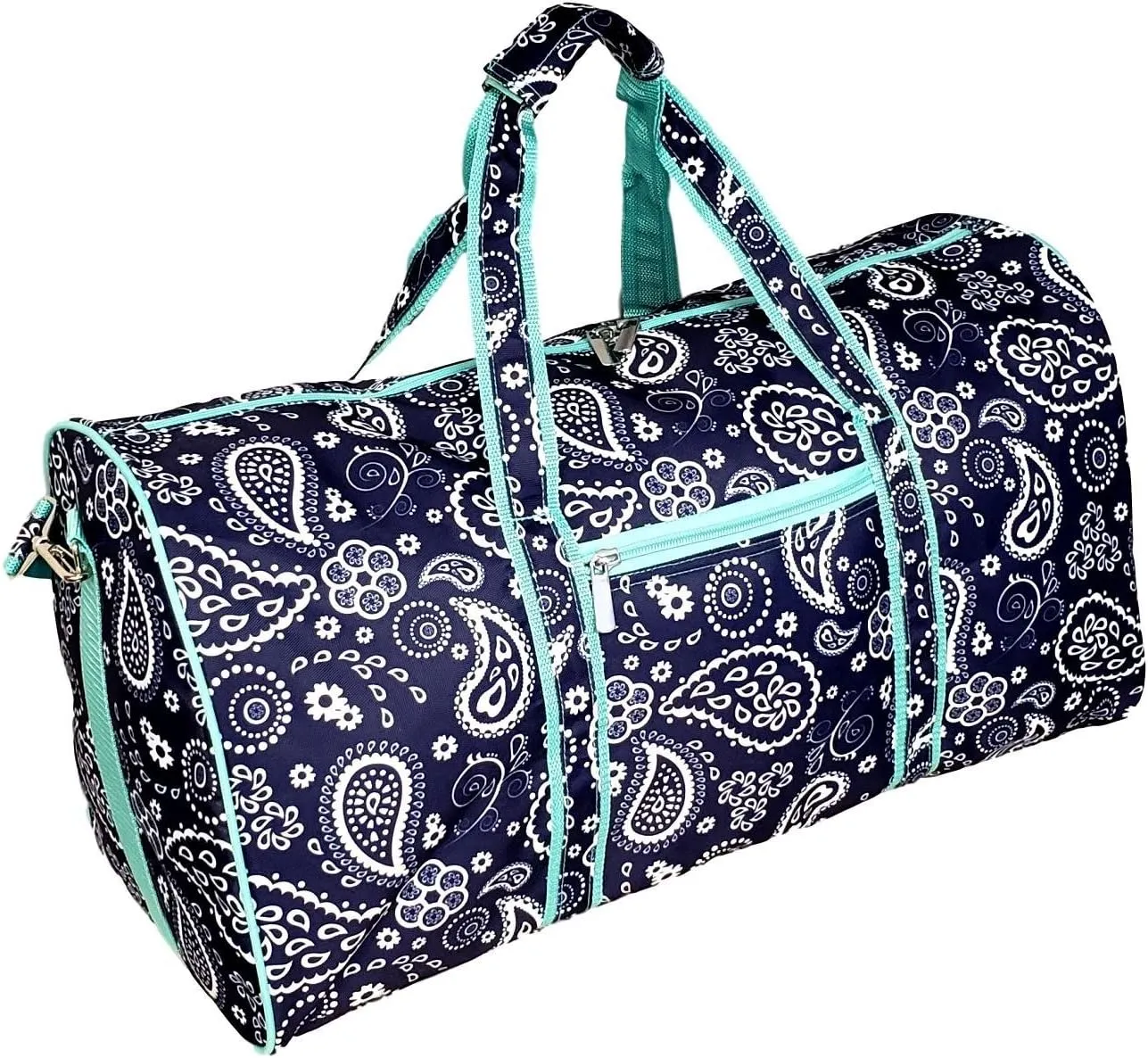High Fashion 21 in Print Duffle (Navy White Paisley - No Embroidery)