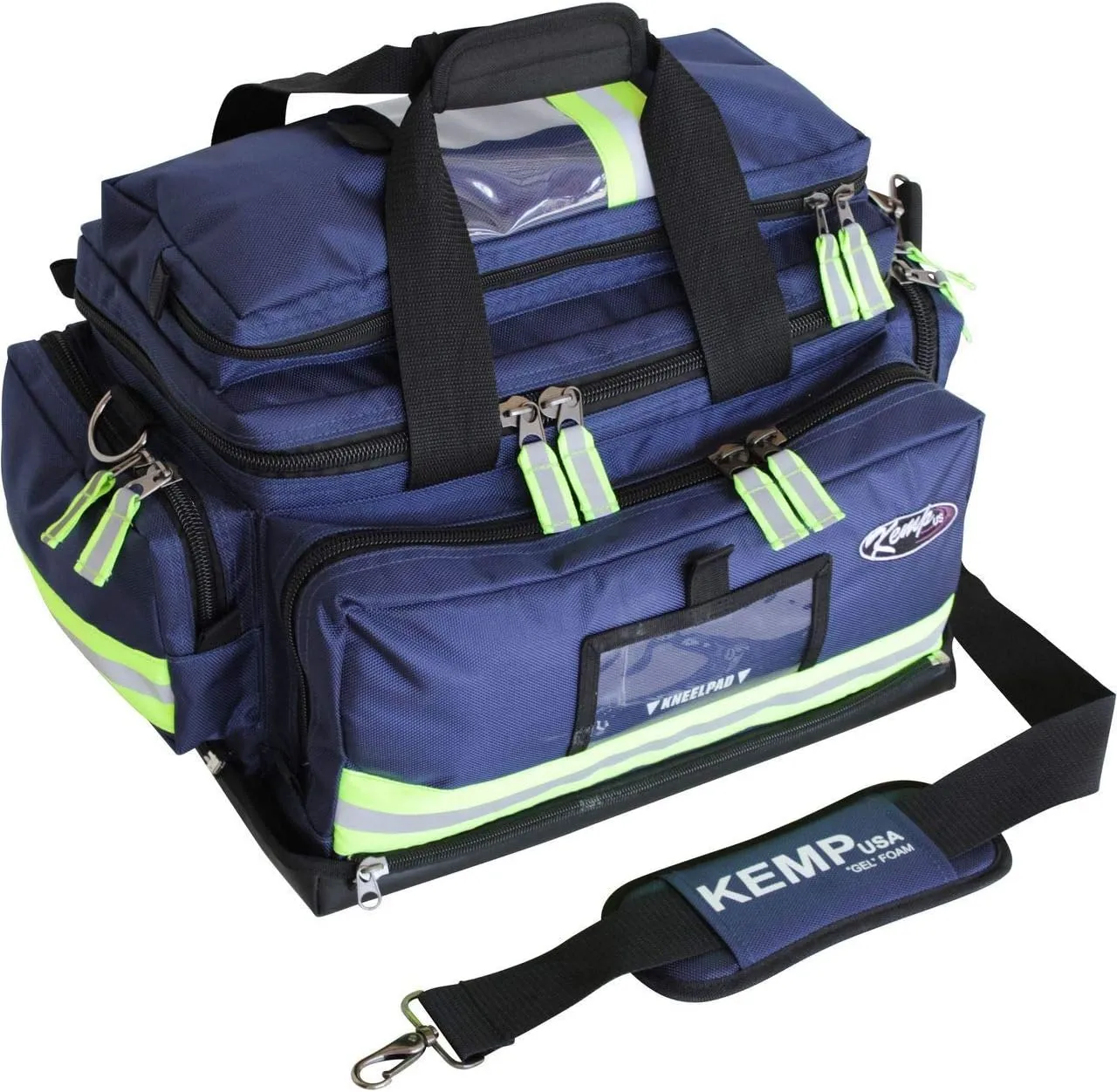 Kemp USA Professional Large Trauma Bag - EMS First Aid Kit & Emergency Survival Gear Organizer Storage for EMT First Responders - Navy Blue