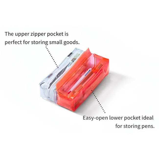 King Jim CHEERS! Twin Pencil Case - White & Clear