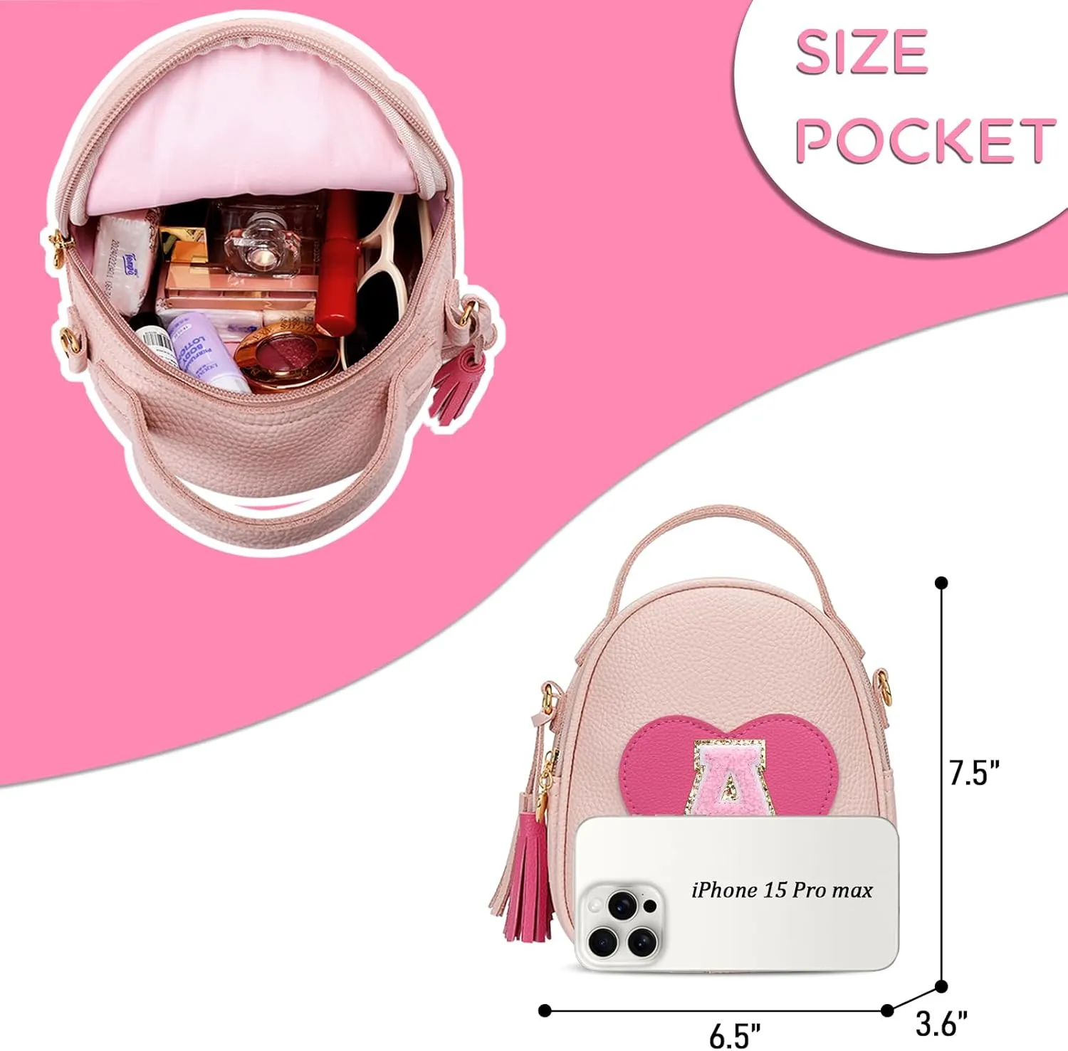 KKXIU Purse Gifts for Girls Cute Little Girl Crossbody Bag Heart Kids Small Backpack with Tassel (A)