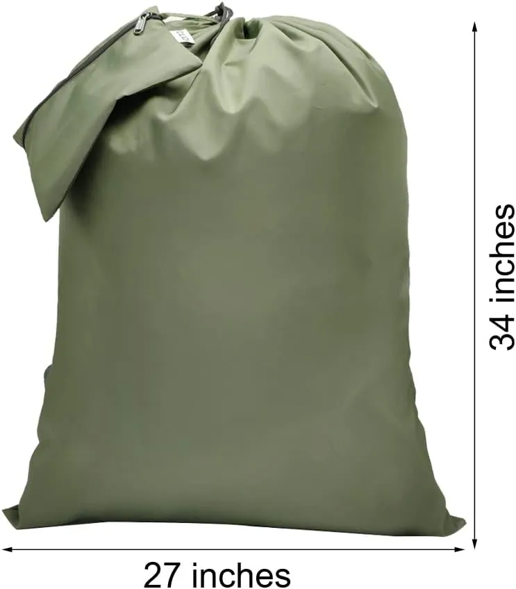 Laundry Bag Backpack, 27 x 34Sturdy Laundry Bag with Shoulder Straps Drawstring Closure Heavy Duty Foldable Laundry Backpack for College, Travel, Laundromat, Apartment (Green)