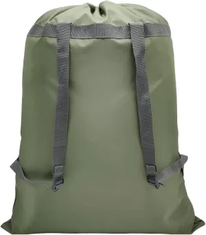 Laundry Bag Backpack, 27 x 34Sturdy Laundry Bag with Shoulder Straps Drawstring Closure Heavy Duty Foldable Laundry Backpack for College, Travel, Laundromat, Apartment (Green)