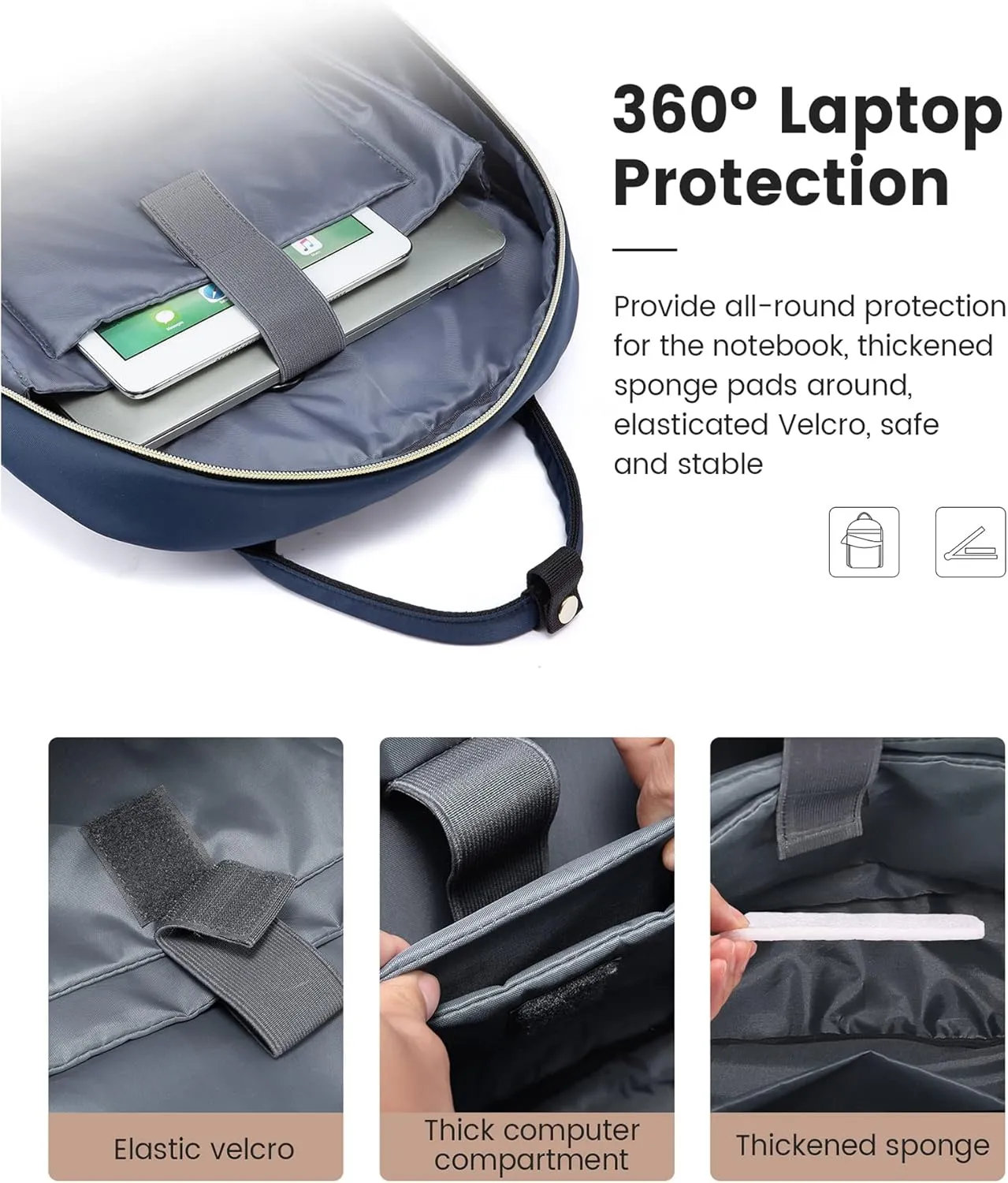 LOVEVOOK Laptop Backpack for Women, 15.6 Inch Computer Backpack for Teacher Nurse with Water Resistant, Lightweight Travel Work Backpack with USB Charging Port, Quilted Commuter Backpack purse, Blue