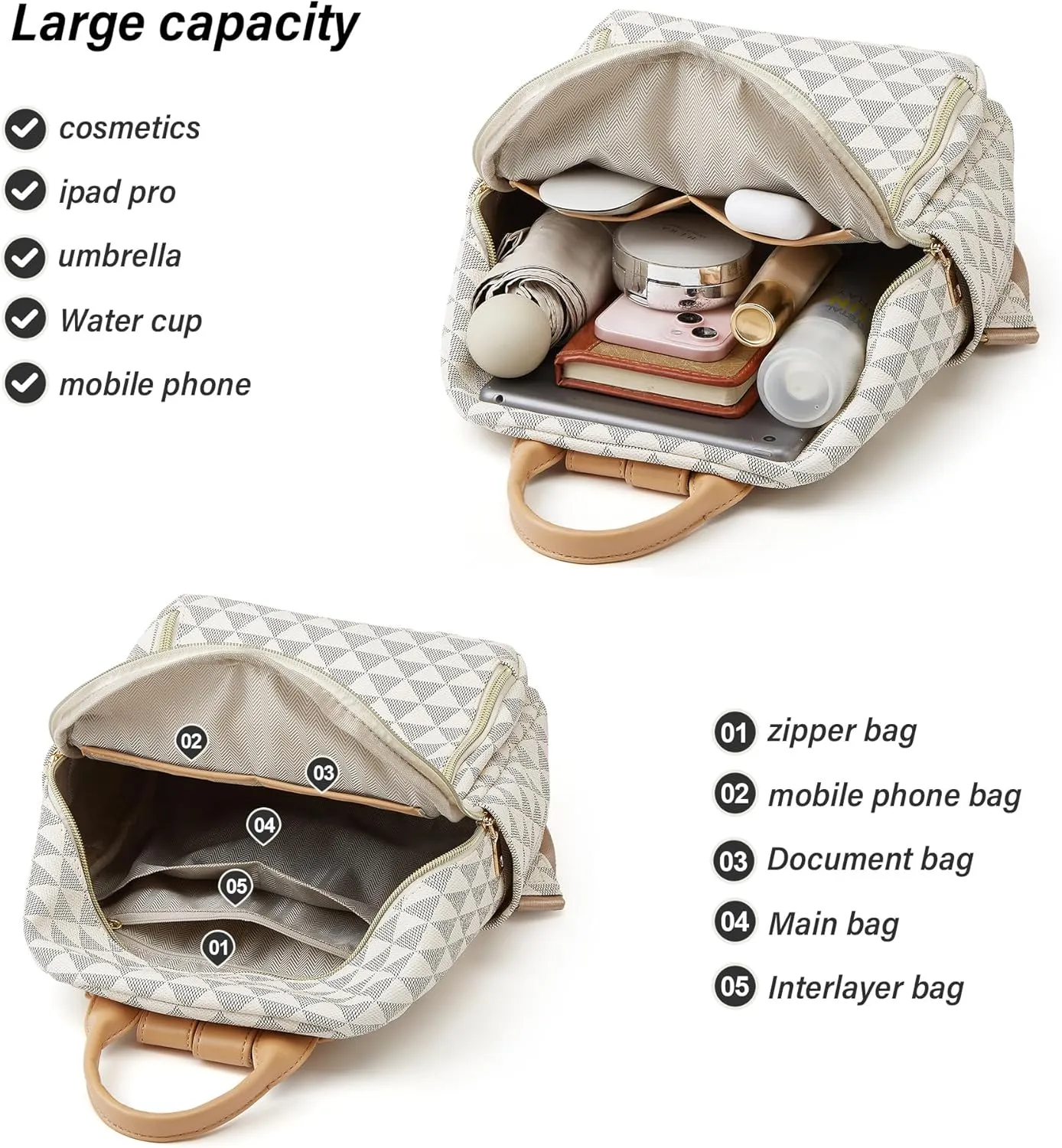Makes Mini Backpack for Women, Stylish Daypack Purse Handbag Small Casual Daily Travel Bag, Lady Girls Gifts for Work School, 2pcs Sets 11 Inch