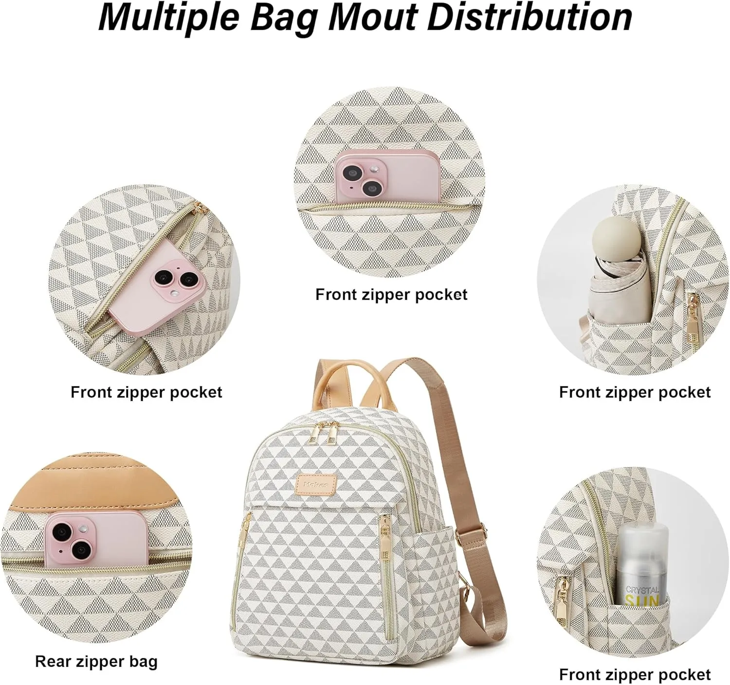 Makes Mini Backpack for Women, Stylish Daypack Purse Handbag Small Casual Daily Travel Bag, Lady Girls Gifts for Work School, 2pcs Sets 11 Inch