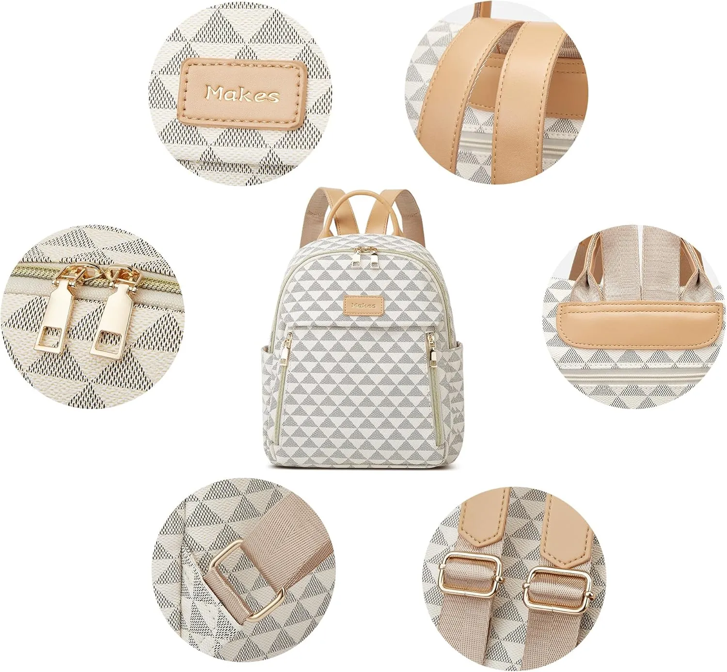 Makes Mini Backpack for Women, Stylish Daypack Purse Handbag Small Casual Daily Travel Bag, Lady Girls Gifts for Work School, 2pcs Sets 11 Inch