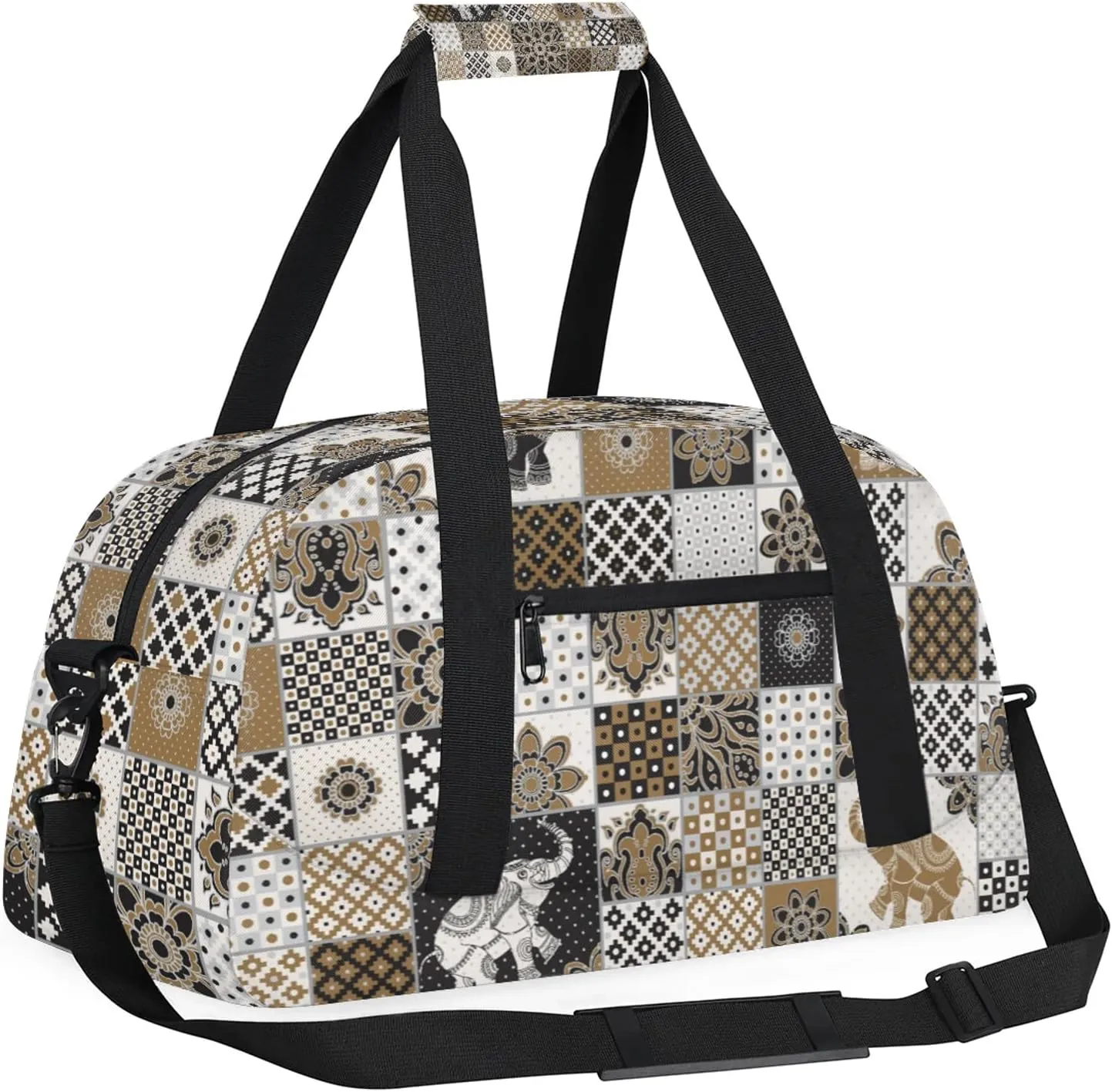 Mandala Elephant 18 inch Small Gym Bag for Women and Men, Lightweight Carry On Weekender Bag Mini Duffel Bag for Travel Sports Workout