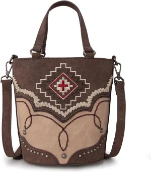 Montana West Aztec Crossbody Bags for Women Embroidered Western Bucket Handbags