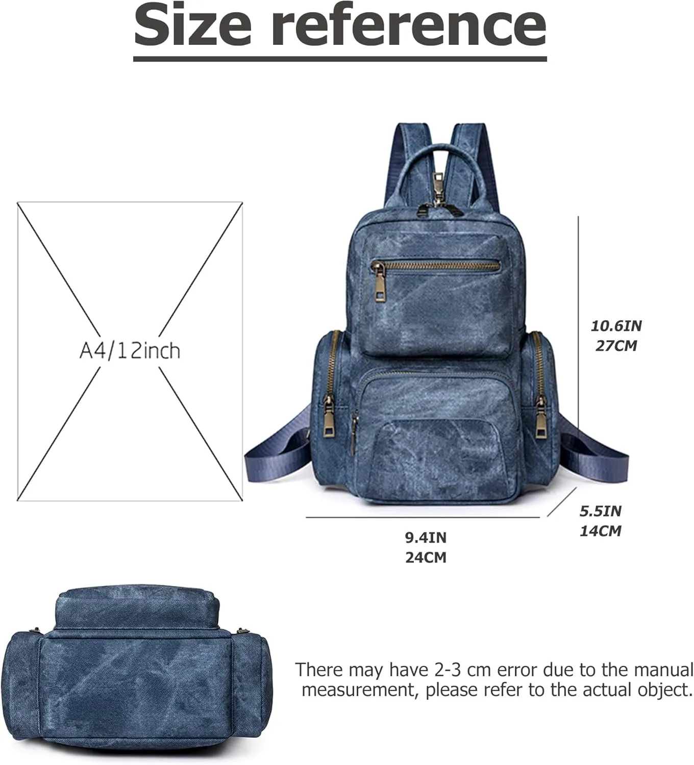 myfriday Vintage Backpack Purse for Women Ladies Leather Sling Backpack Purse Designer Convertible Travel Backpack (Blue)