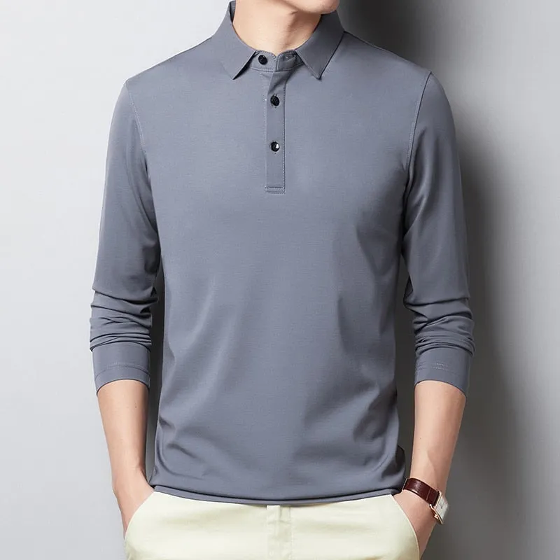 Nsqured "Classic Elegance" Men's Long Sleeve Cotton Polo Shirt