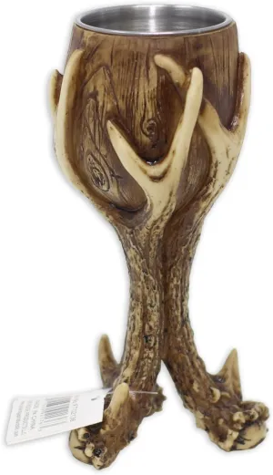 Pine Ridge Wild Deer Antler Stag Whiskey Chalice Goblet Glass, Unique Drinking Goblet For Bourbon Scotch Whisky And Cocktails, Bar Glasses