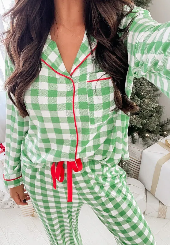 Plaid Collared Women's Loungewear Set
