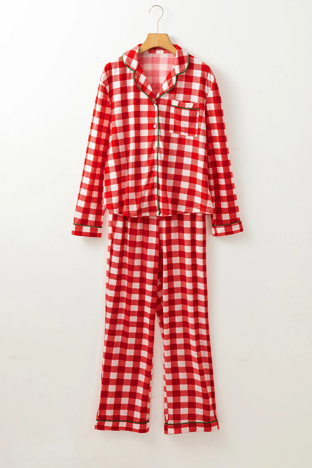 Plaid Collared Women's Loungewear Set