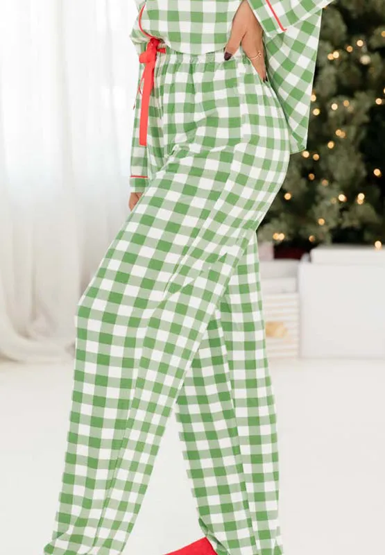 Plaid Collared Women's Loungewear Set