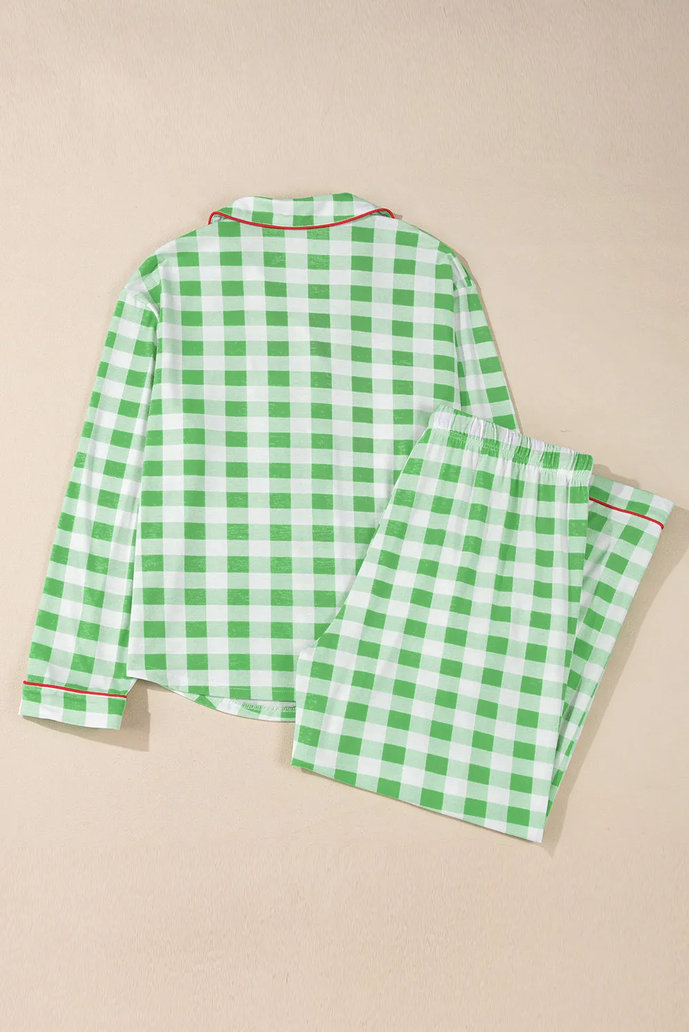 Plaid Collared Women's Loungewear Set