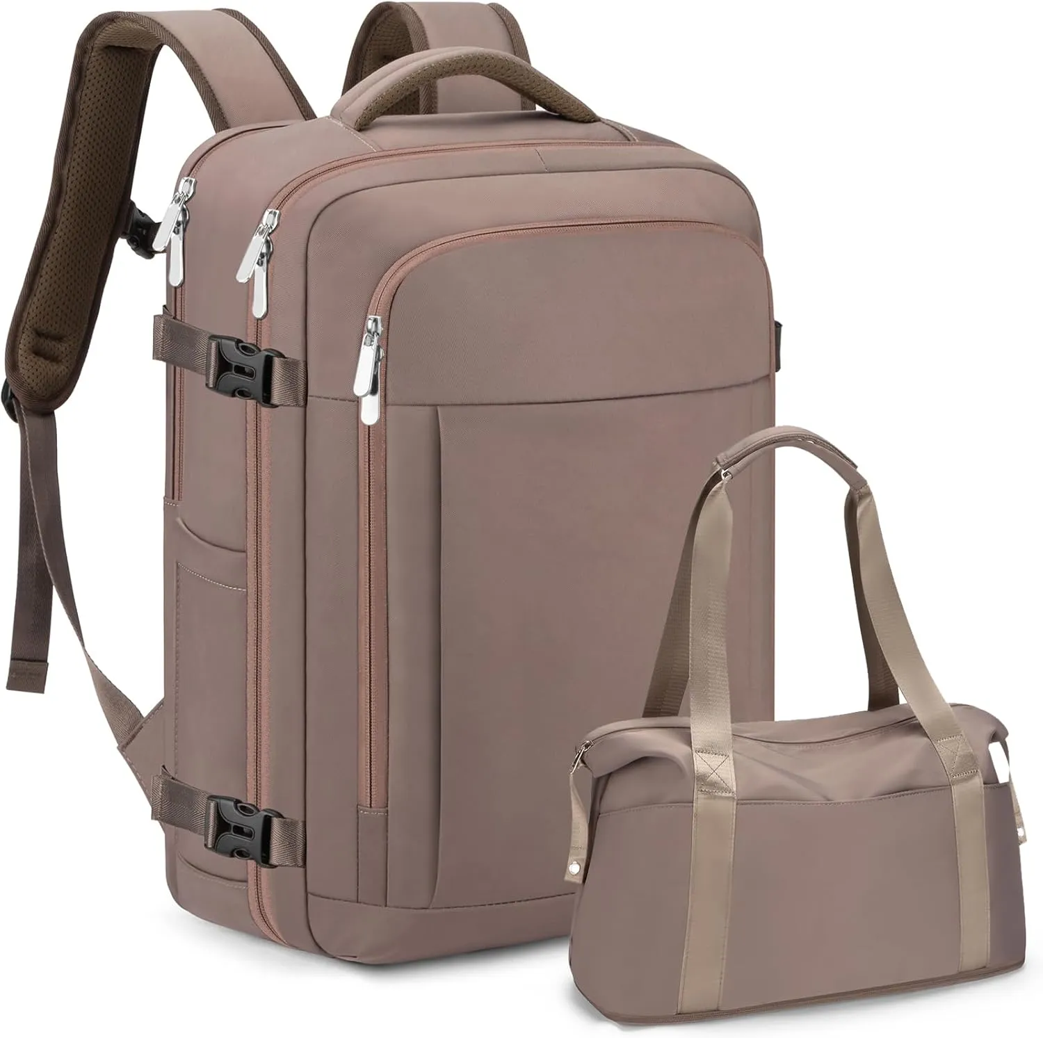 RDTGO Travel Backpack For Women, 40L Carry-On Backpack, Airline Approved Personal Item Bag, Waterproof Laptop Backpack with Large Duffel, Casual Daypack for Buisness Gym Weekend Hiking (Brown)