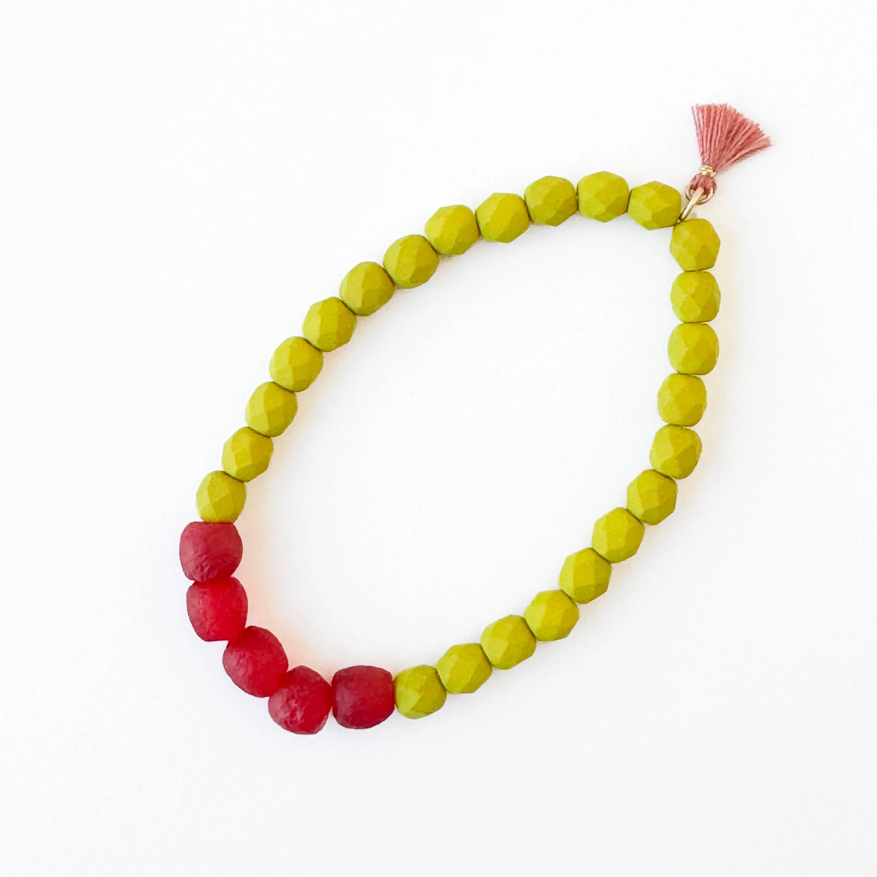 Recycled Glass And Bead Stretchy Bracelet - WS