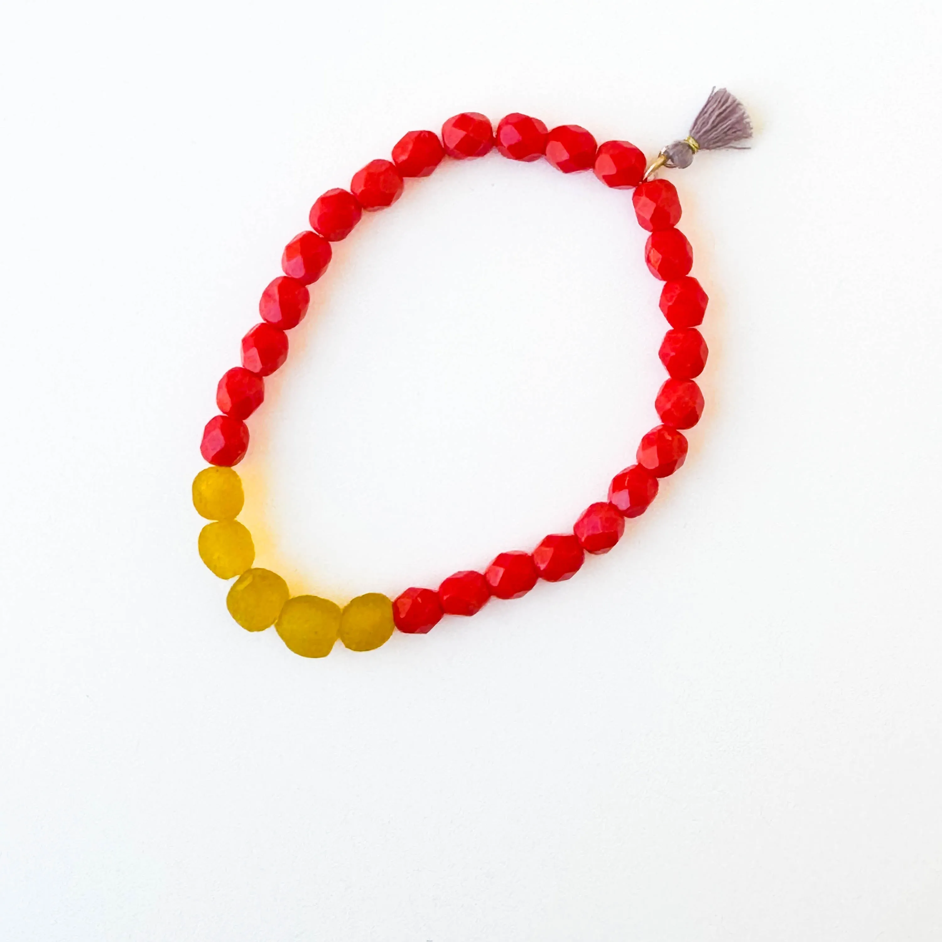 Recycled Glass And Bead Stretchy Bracelet - WS