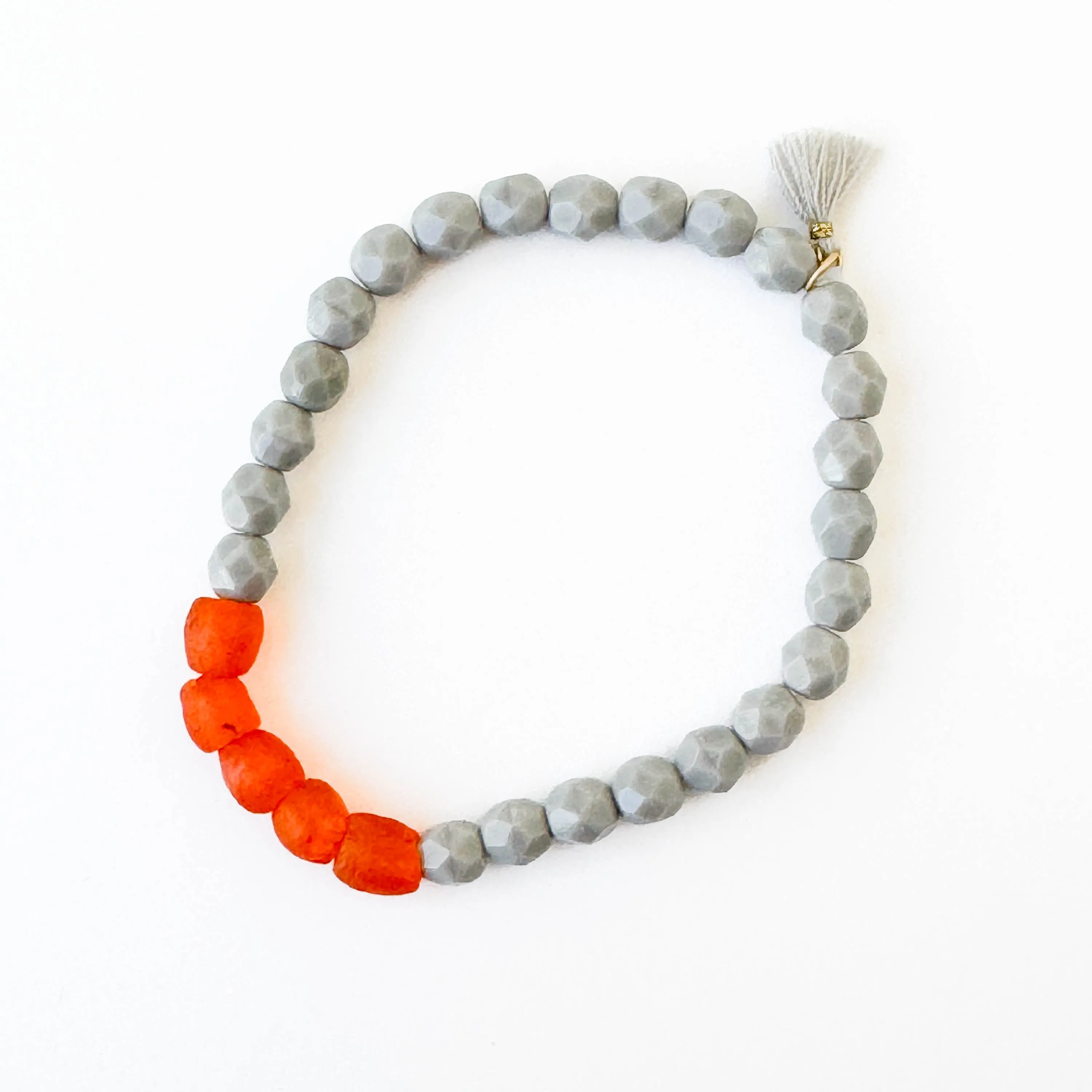 Recycled Glass And Bead Stretchy Bracelet - WS