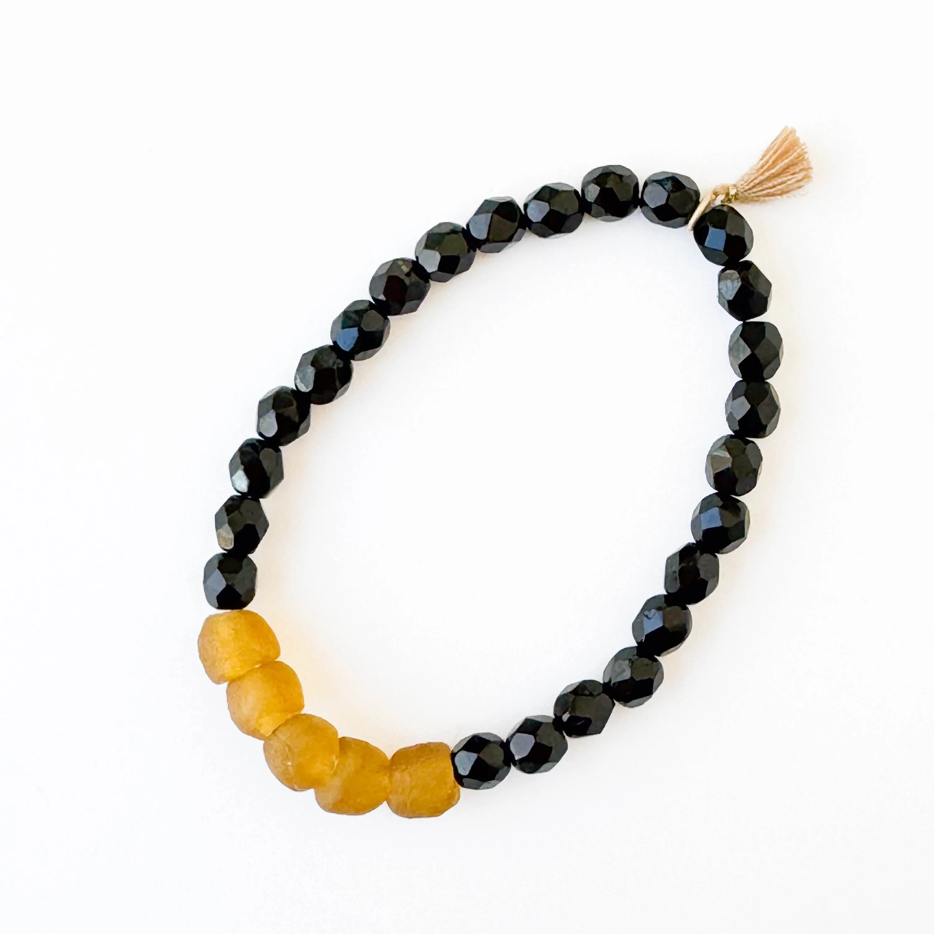 Recycled Glass And Bead Stretchy Bracelet - WS