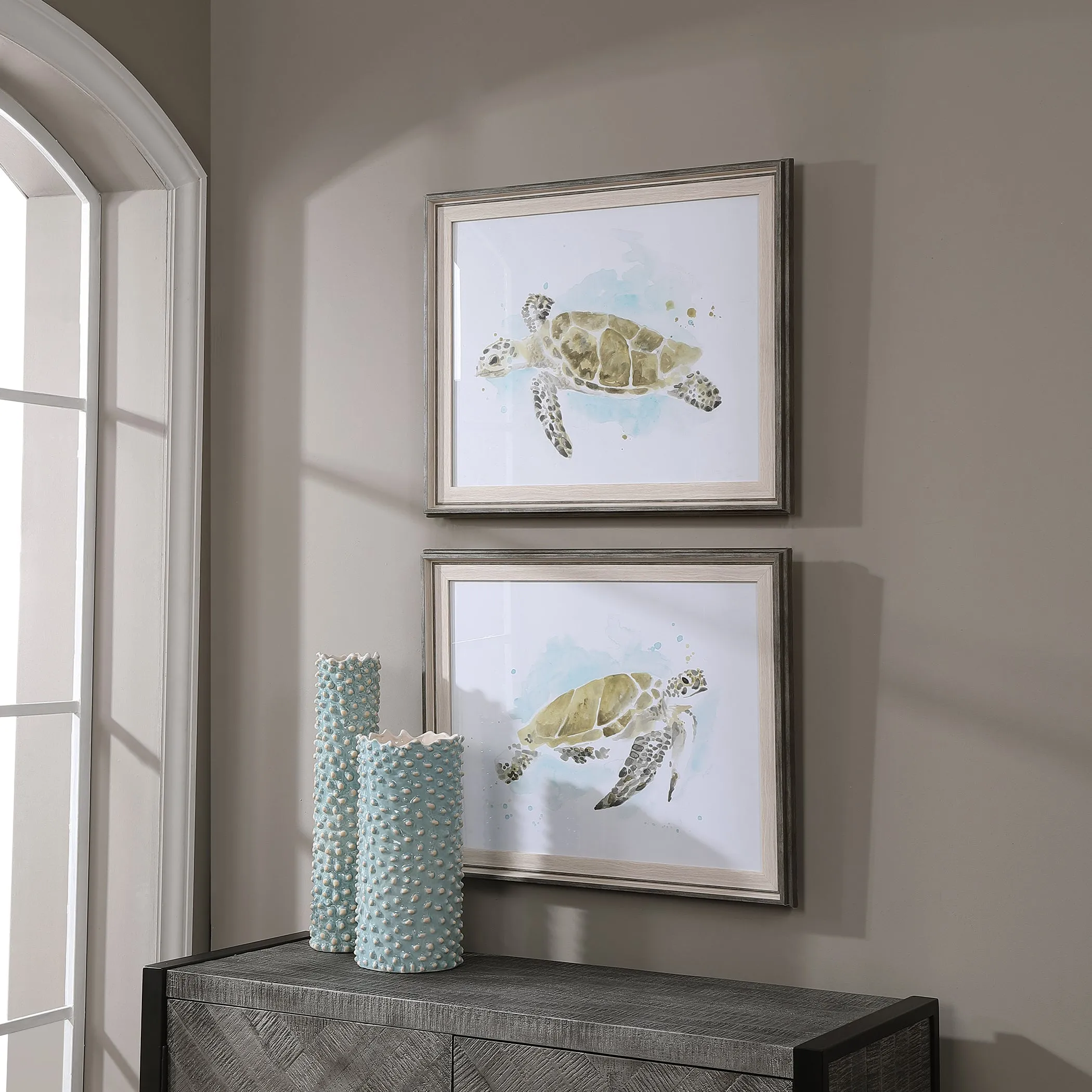 Sea Turtle Study Watercolor Prints, S/2