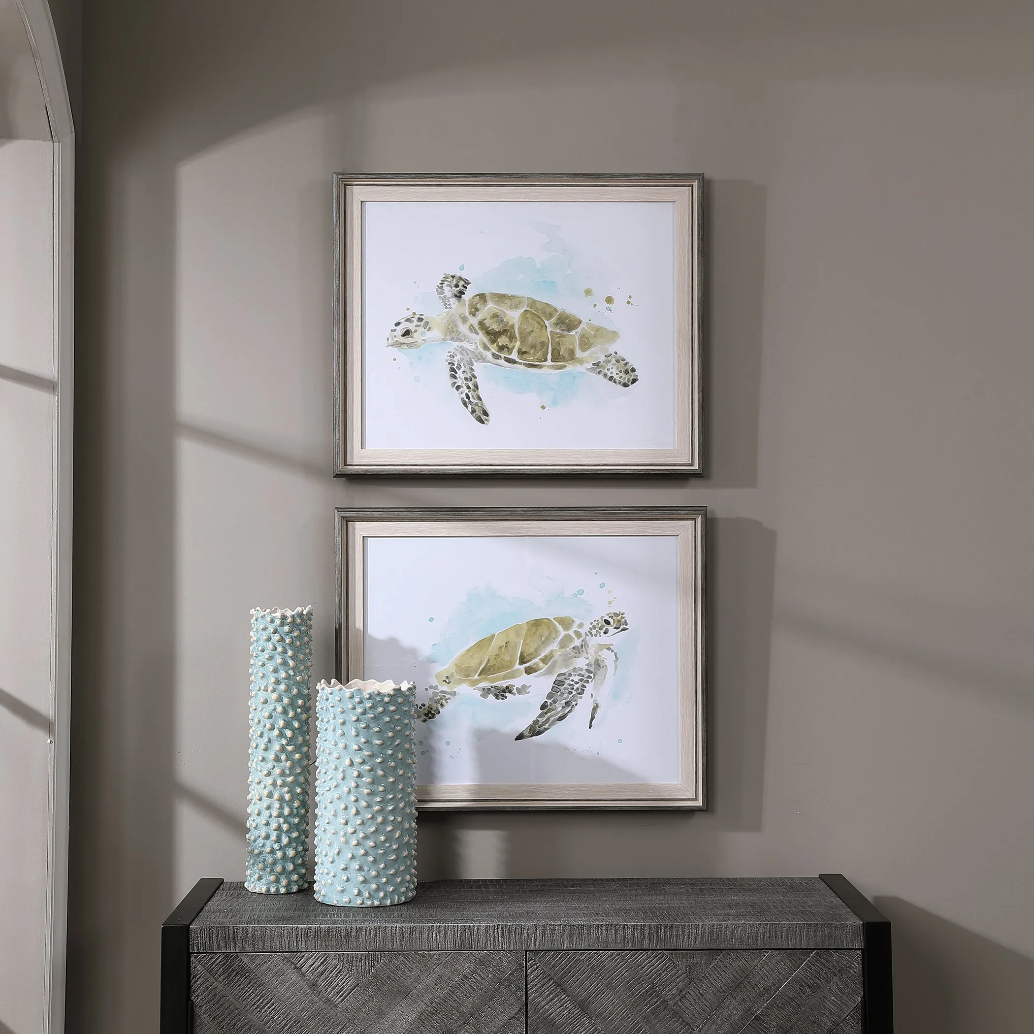 Sea Turtle Study Watercolor Prints, S/2