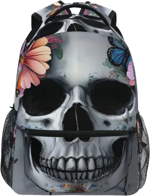 Skull Butterfly Closeup Backpack for School Boys Girls Laptop Travel Backpack Book Bag Daypack 11.4 16 In M