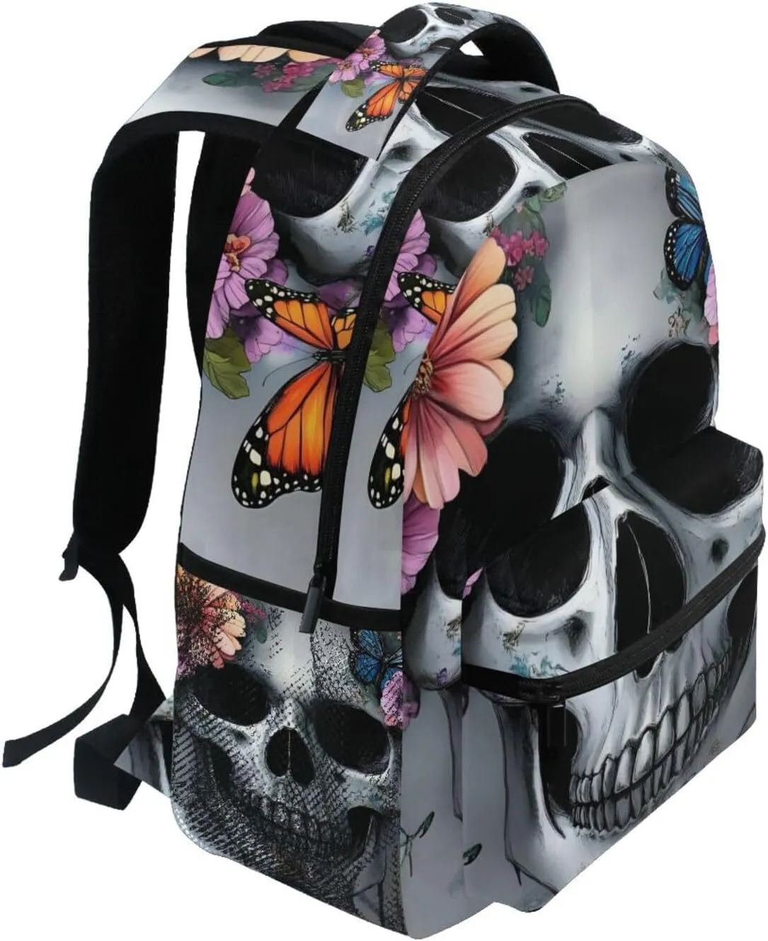 Skull Butterfly Closeup Backpack for School Boys Girls Laptop Travel Backpack Book Bag Daypack 11.4 16 In M