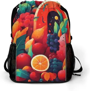 Sports Drawstring Backpack Lightweight Small Gym Bag Colorful Fruits And Vegetables Gym Sackpack for Women Men