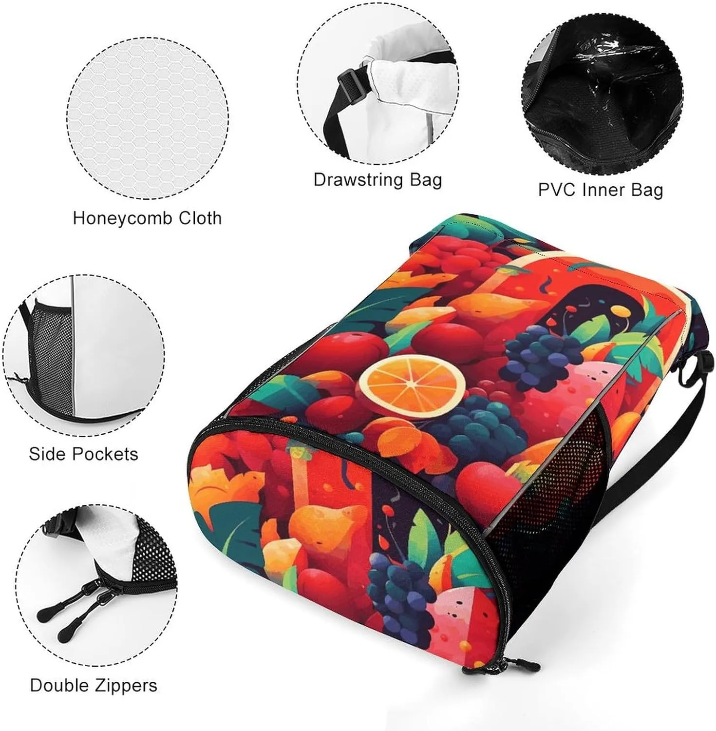 Sports Drawstring Backpack Lightweight Small Gym Bag Colorful Fruits And Vegetables Gym Sackpack for Women Men