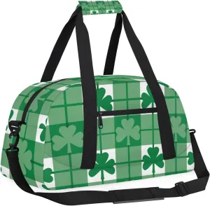 St Patricks Day Shamrock 18 inch Small Gym Bag for Women and Men, Lightweight Carry On Weekender Bag Mini Duffel Bag for Travel Sports Workout