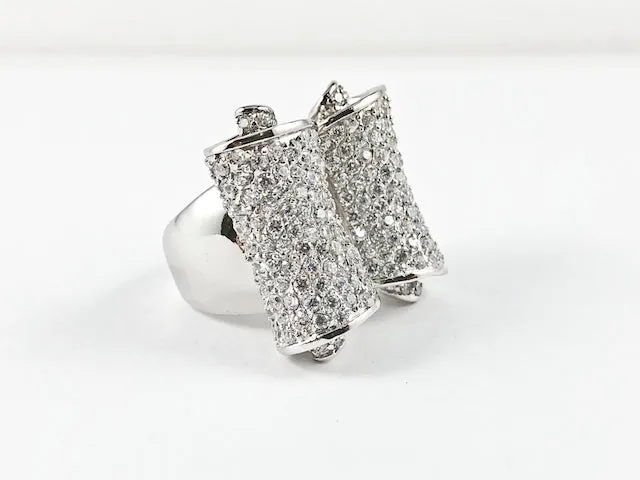 Stylish Unique Large Scroll Design Silver Ring