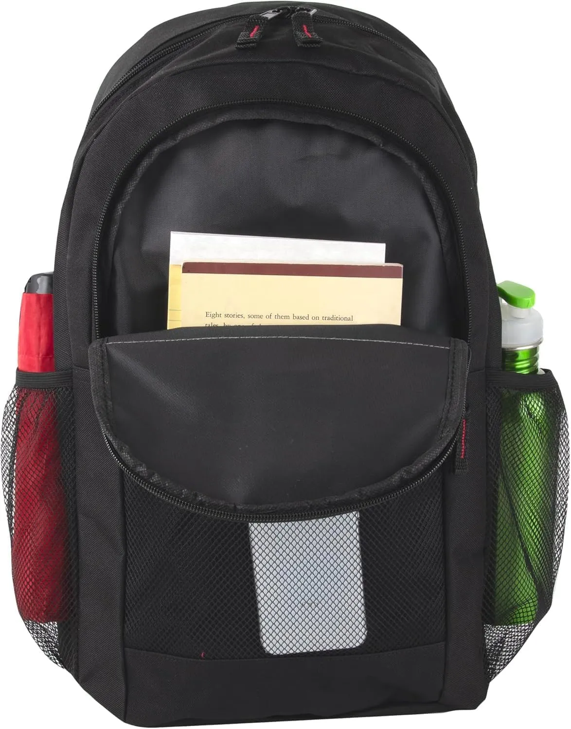 Summit Ridge 24 Pack Bulk Reflective Backpacks Wholesale for College Men, Women, Homeless Adults (All Black Pack)